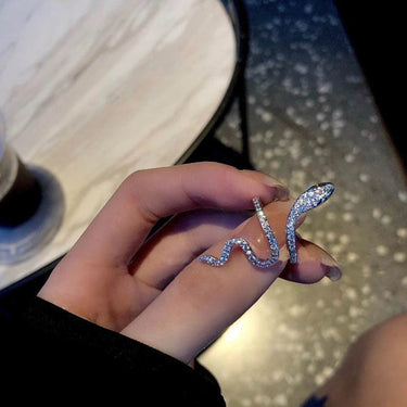 Sparkly Silver Snake Ring